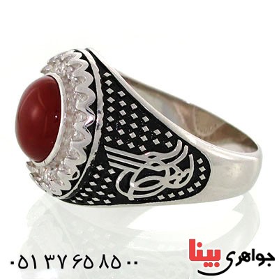 انگشتر عقیق  مردانه با خط نستعلیق _کد:12606