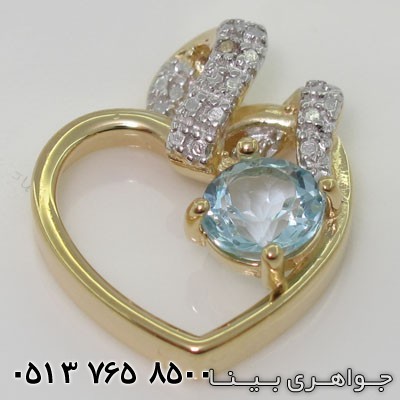 گردنبند آکوآمارین طرح قلب طلائی