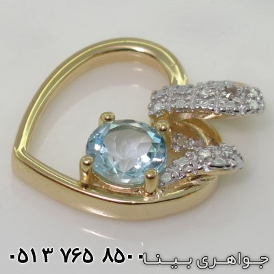 گردنبند آکوآمارین طرح قلب طلائی