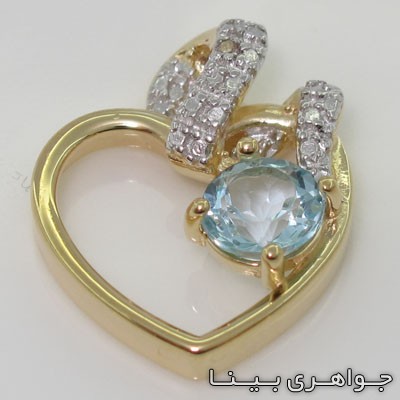 گردنبند آکوآمارین طرح قلب طلائی