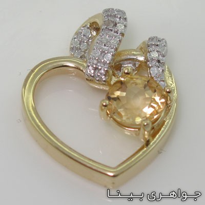 گردنبند سیترین طرح قلب طلائی