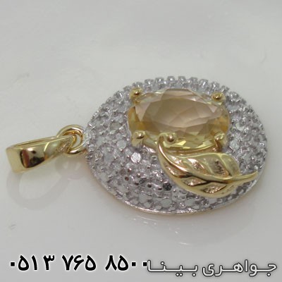 گردنبند سیترین بیضی نگین کوب