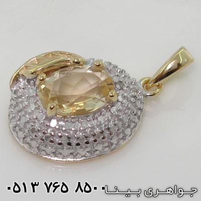 گردنبند سیترین بیضی نگین کوب