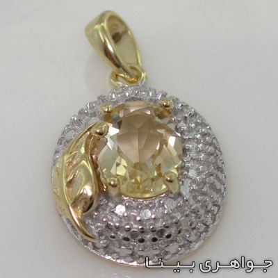 گردنبند سیترین بیضی نگین کوب