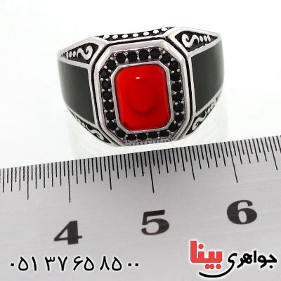 انگشتر عقیق قرمز مردانه طرح جوانان _کد:12655 انگشتر عقیق قرمز مردانه طرح جوانان _کد:12655