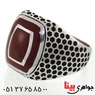 انگشتر نقره میناکاری مردانه لانه زنبوری _کد:12658