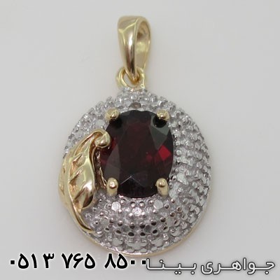 گردنبند یاقوت گارنت بیضی نگین کوب