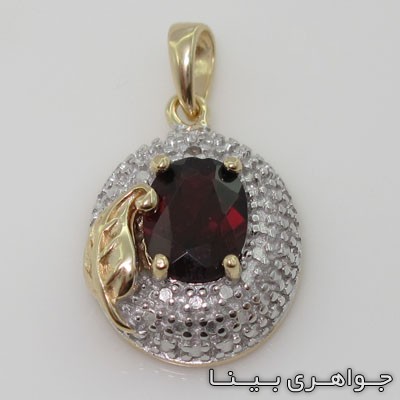 گردنبند یاقوت گارنت بیضی نگین کوب