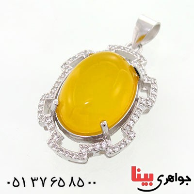 گردنبند عقیق شرف الشمس درشت و سنگین زنانه رودیوم لوکس _کد:12664 گردنبند عقیق شرف الشمس درشت و سنگین زنانه رودیوم لوکس _کد:12664