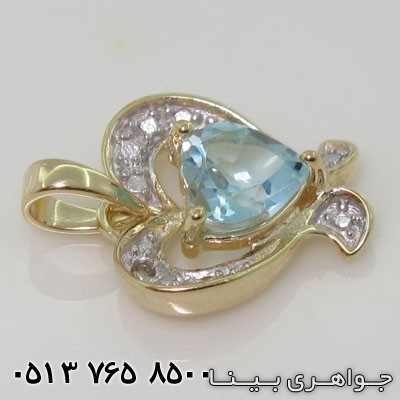 گردنبند آکوآمارین طرح قلب دوپایه