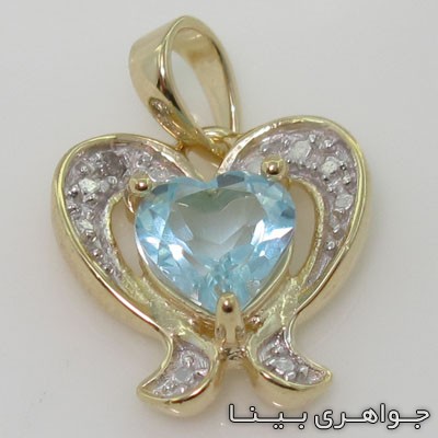 گردنبند آکوآمارین طرح قلب دوپایه