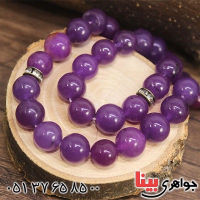 تسبیح جید بنفش 33دانه ای عالی تراش کروی