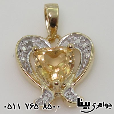 گردنبند سیترین طرح قلب دوپایه