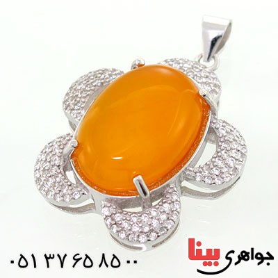 گردنبند عقیق شرف الشمس درشت و سنگین زنانه رودیوم لوکس