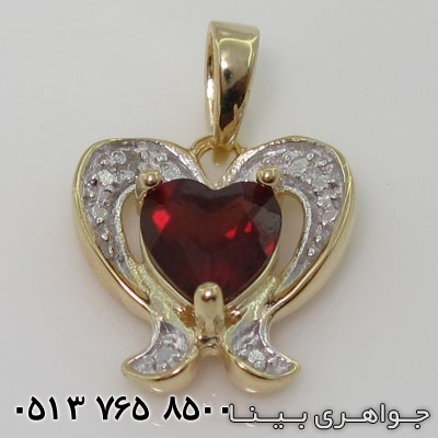 گردنبند یاقوت گارنت طرح قلب دوپایه