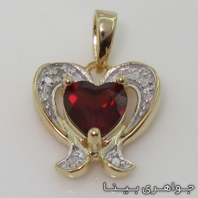 گردنبند یاقوت گارنت طرح قلب دوپایه