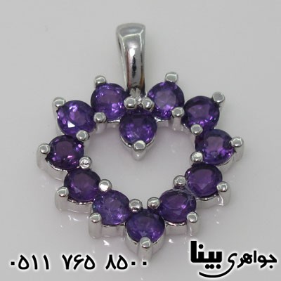 گردنبند آمتیست قلب دور نگین