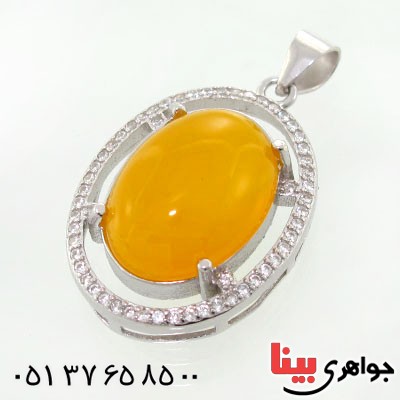 گردنبند عقیق شرف الشمس درشت و سنگین زنانه رودیوم لوکس