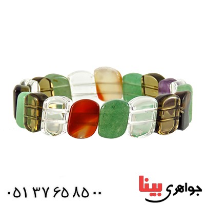 دستبند چند جواهر عالی سنگ درمانی بیضی 7 سنگ معجزه گر _کد:12756