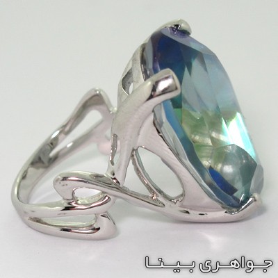انگشتر توپاز هفت رنگ طرح مار