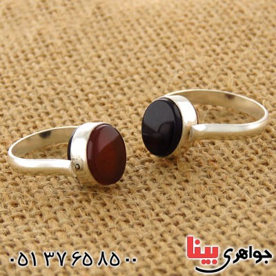 انگشتر عقیق سیاه (اونیکس) و عقیق قرمز دورو