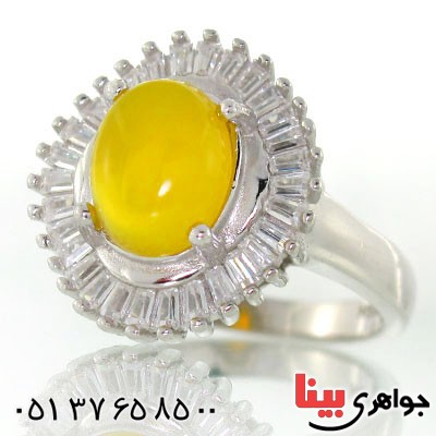 انگشتر عقیق شرف الشمس درشت زنانه رودیوم لوکس _کد:12821 انگشتر عقیق شرف الشمس درشت زنانه رودیوم لوکس _کد:12821