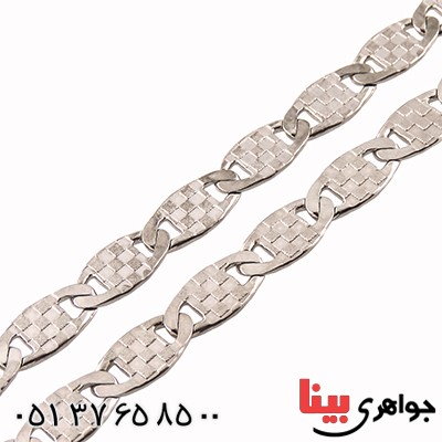 زنجیر نقره ایتالیایی رودیوم درشت و سنگین مدل شطرنجی 50 سانتی _کد:12862