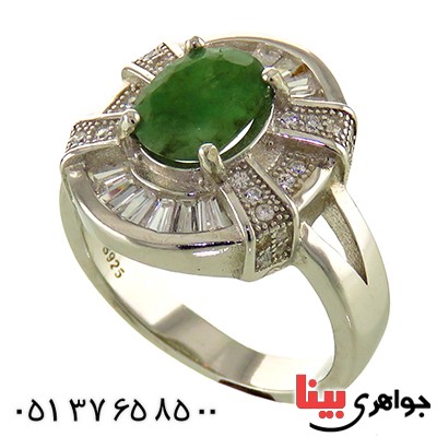 انگشتر زمرد زنانه رودیوم خوشرنگ و زیبا