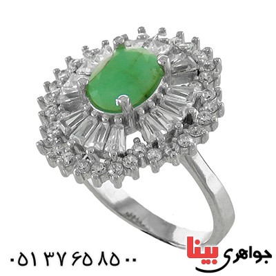 انگشتر زمرد زنانه رودیوم مدل روژا _کد:12941 انگشتر زمرد زنانه رودیوم مدل روژا _کد:12941