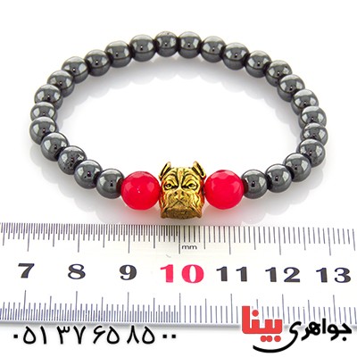 دستبند حدید و جید صورتی تراش دار _کد:12948 دستبند حدید و جید صورتی تراش دار _کد:12948