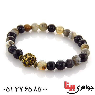 دستبند عقیق باباقوری طرح شیر _کد:12952 دستبند عقیق باباقوری طرح شیر _کد:12952