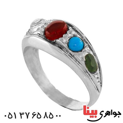 انگشتر چند جواهر عقیق یمنی مدل حافظ _کد:12956
