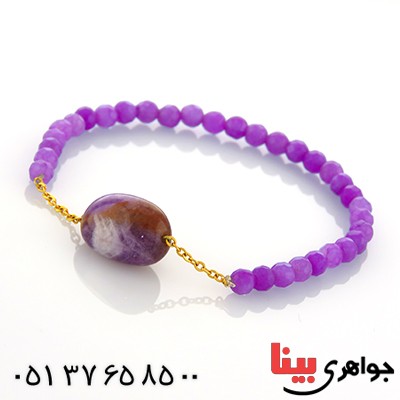 دستبند جید تراش دار و آمتیست