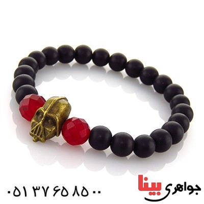 دستبند عقیق سیاه (اونیکس) مات و جید صورتی _کد:12960 دستبند عقیق سیاه (اونیکس) مات و جید صورتی _کد:12960