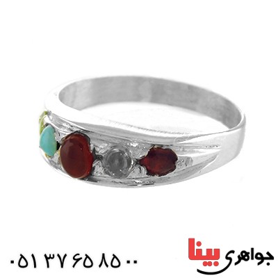 انگشتر چند جواهر عقیق یمنی مدل سعدی _کد:12961