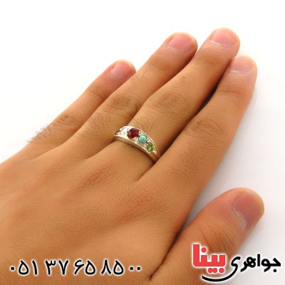 انگشتر چند جواهر عقیق یمنی مدل سعدی _کد:12961
