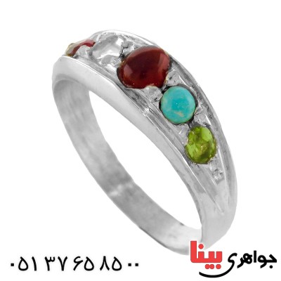 انگشتر چند جواهر عقیق یمنی مدل سعدی _کد:12961