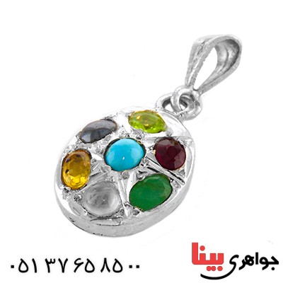 گردنبند چند جواهر هفت نگین بیضی _کد:12964
