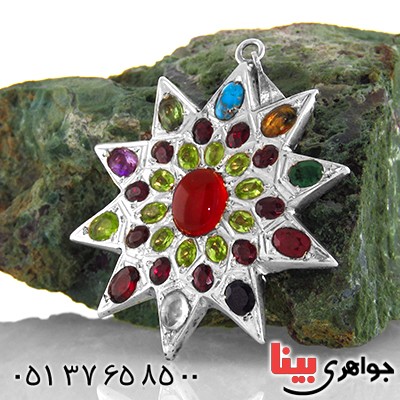 گردنبند چند جواهر عقیق یمنی طرح مولانا فاخر _کد:1771