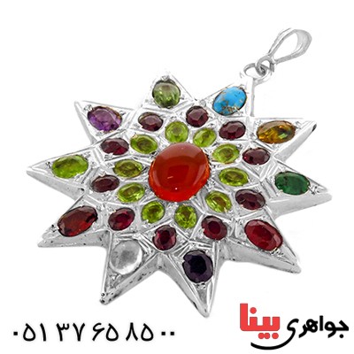 گردنبند چند جواهر عقیق یمنی طرح مولانا فاخر _کد:1771