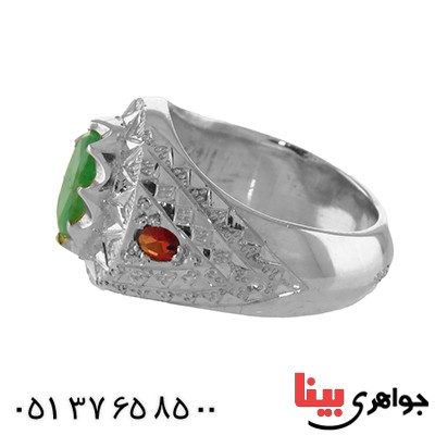 انگشتر زمرد و گارنت عالی فاخر آینه کاری _کد:1772