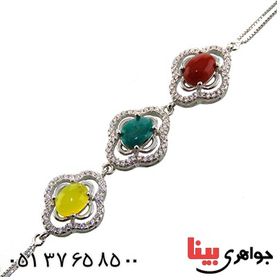 دستبند چند جواهر فیروزه نیشابوری و عقیق میکروستینگ زنانه_کد:12972 دستبند چند جواهر فیروزه نیشابوری و عقیق میکروستینگ زنانه_کد:12972