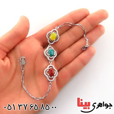 دستبند چند جواهر فیروزه نیشابوری و عقیق میکروستینگ زنانه_کد:12972 دستبند چند جواهر فیروزه نیشابوری و عقیق میکروستینگ زنانه_کد:12972