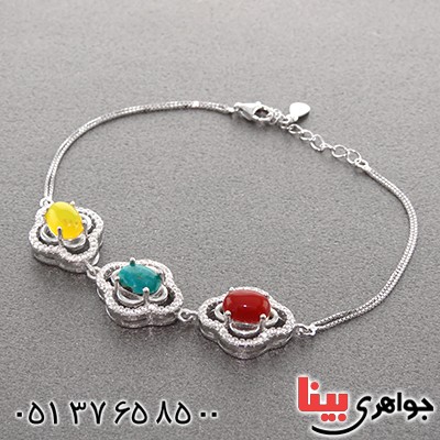 دستبند چند جواهر فیروزه نیشابوری و عقیق میکروستینگ زنانه_کد:12972 دستبند چند جواهر فیروزه نیشابوری و عقیق میکروستینگ زنانه_کد:12972