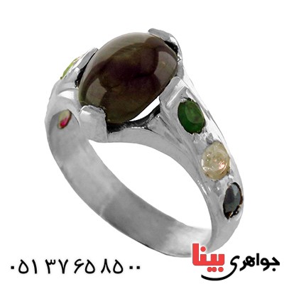 انگشتر چند جواهر با یاقوت استار _کد:12976 انگشتر چند جواهر با یاقوت استار _کد:12976
