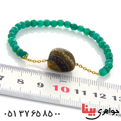 دستبند جید سبز تراشدار و جاسپر _کد:13029 دستبند جید سبز تراشدار و جاسپر _کد:13029