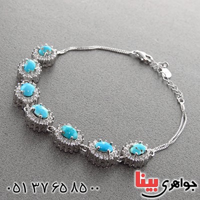 دستبند فیروزه نیشابوری عالی دور جواهری زنانه سنگین _کد:13033 دستبند فیروزه نیشابوری عالی دور جواهری زنانه سنگین _کد:13033