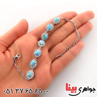 دستبند فیروزه نیشابوری عالی دور جواهری زنانه سنگین _کد:13033 دستبند فیروزه نیشابوری عالی دور جواهری زنانه سنگین _کد:13033
