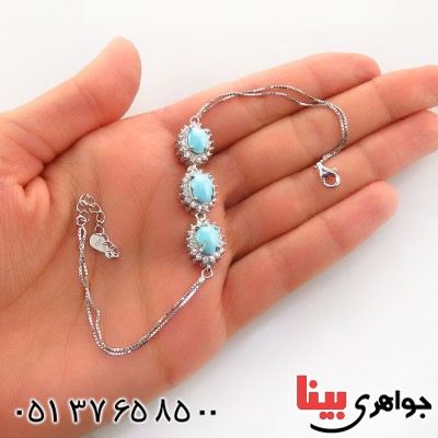 دستبند فیروزه نیشابوری عجمی دور جواهری زنانه _کد:13035 دستبند فیروزه نیشابوری عجمی دور جواهری زنانه _کد:13035