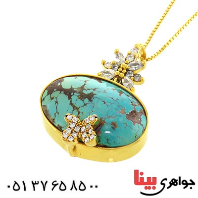 گردنبند فیروزه نیشابوری صفوی طرح پروانه